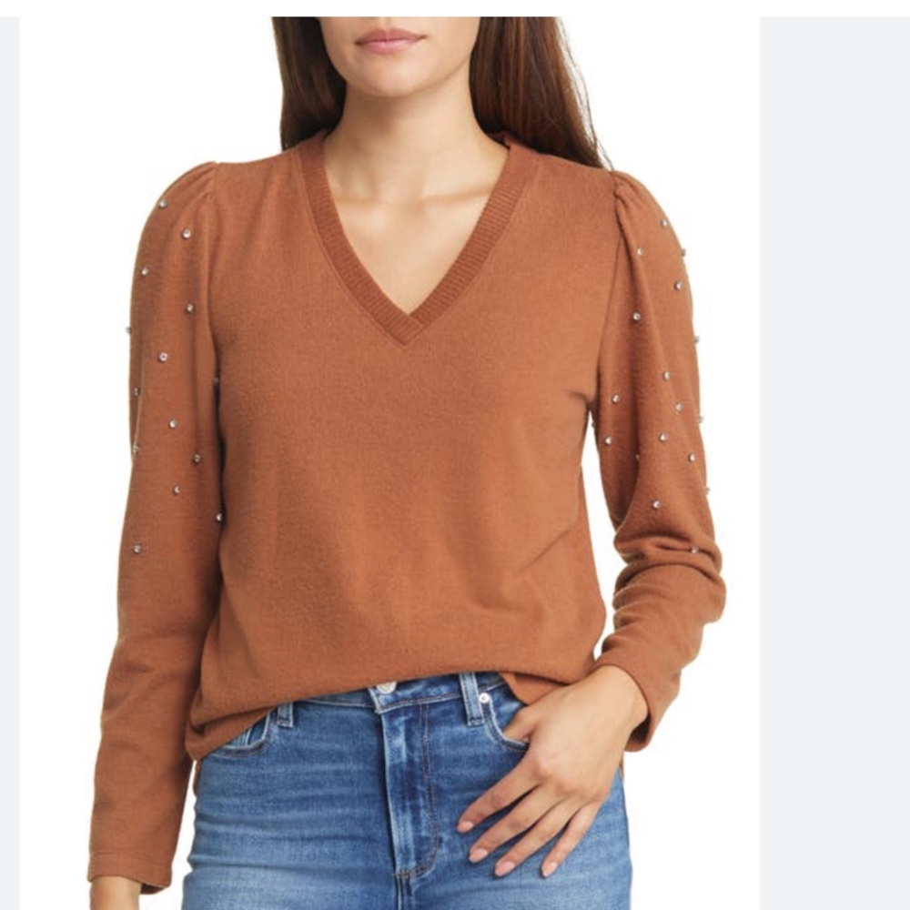 Wit & Wisdom V-Neck Sweater. Small. Burnt Orange.